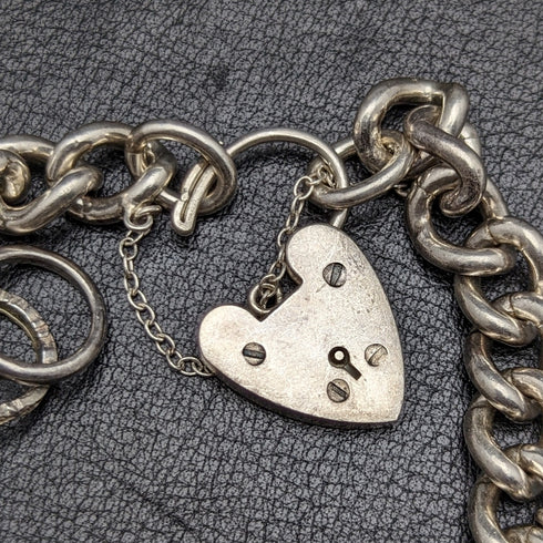 British vintage sterling silver charm bracelet 71g